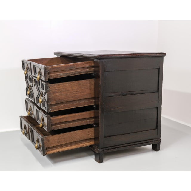 Black Small 17th Century Charles II Joined Oak Chest of Drawers For Sale - Image 8 of 15