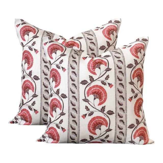 A Pair of Lauren Servati Textiles, Mirabelle // Pomegranate Pillows, 20"x20" For Sale