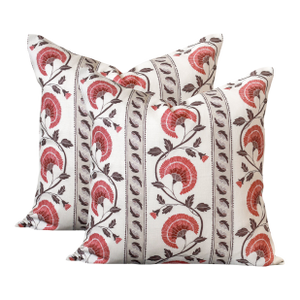 A Pair of Lauren Servati Textiles, Mirabelle // Pomegranate Pillows, 20"x20"