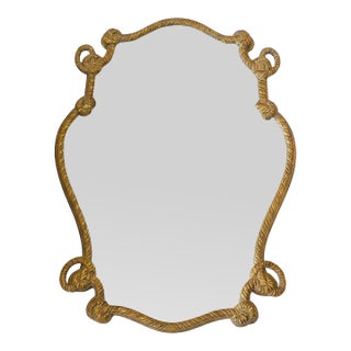 Vintage Hollywood Regency Gold Rope Motif Wall Mirror For Sale