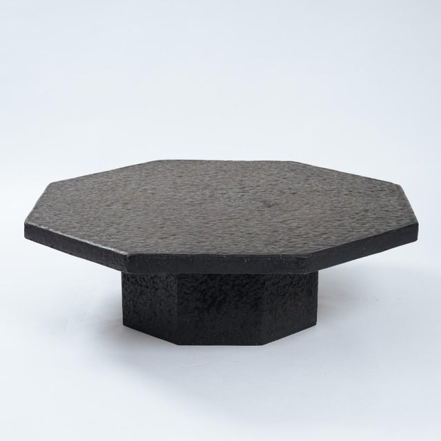 Brutalist Brutalist Octagonal Coffee Table in Black Stone-Look Resin, 1970s For Sale - Image 3 of 17
