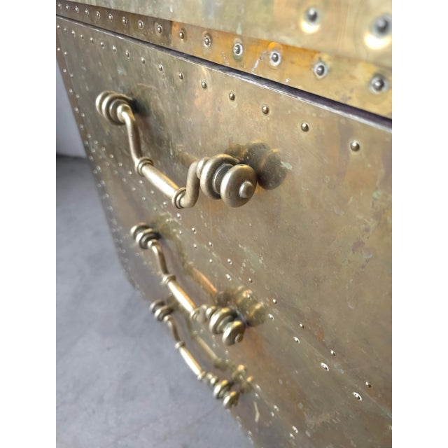 Brass 1970s Brass Clad Three-Drawer Chest by Sarreid For Sale - Image 8 of 10