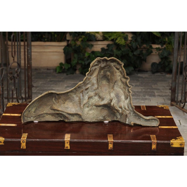 English Brass Lion Sculpture from the Late 19th Century in Reclining Position For Sale - Image 12 of 12