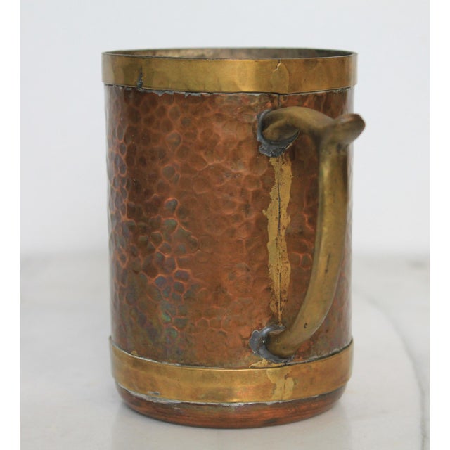 Mid 20th Century Vintage Mexican Art Hammered Copper & Brass Mayan / Aztec Calendar Mug. For Sale - Image 5 of 9