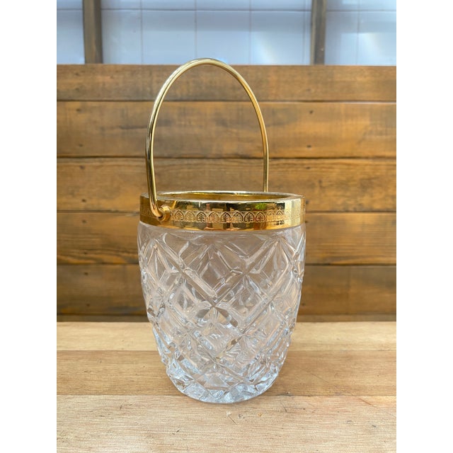 Art Deco Ice Bucket in Molded Crystal and Gilt Brass, 1920 For Sale - Image 11 of 11