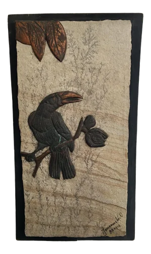 Boho Chic Copper and Fossilized Stone Mixed Media Art by Dutch Artist Johannes Van Dartelen