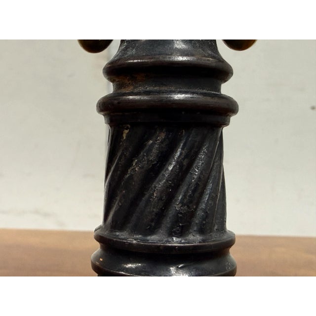 Antique Heavy Casted Iron + Brass Fire Dogs, Pair For Sale - Image 10 of 12