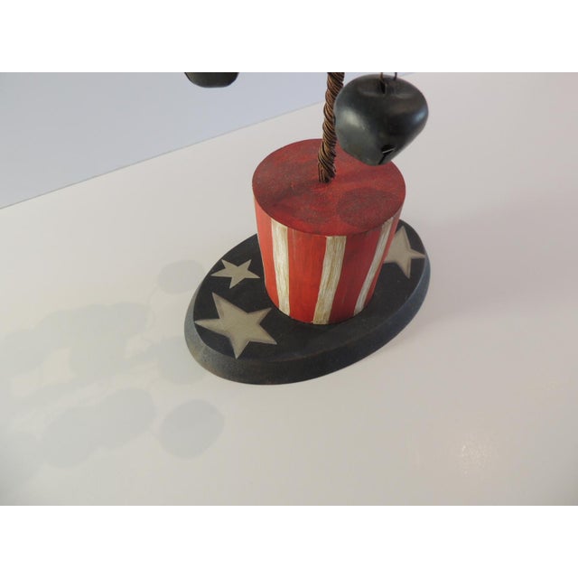 1990s Vintage Americana Folk Art Style Christmas Tree With Painted Tissabells For Sale - Image 5 of 6