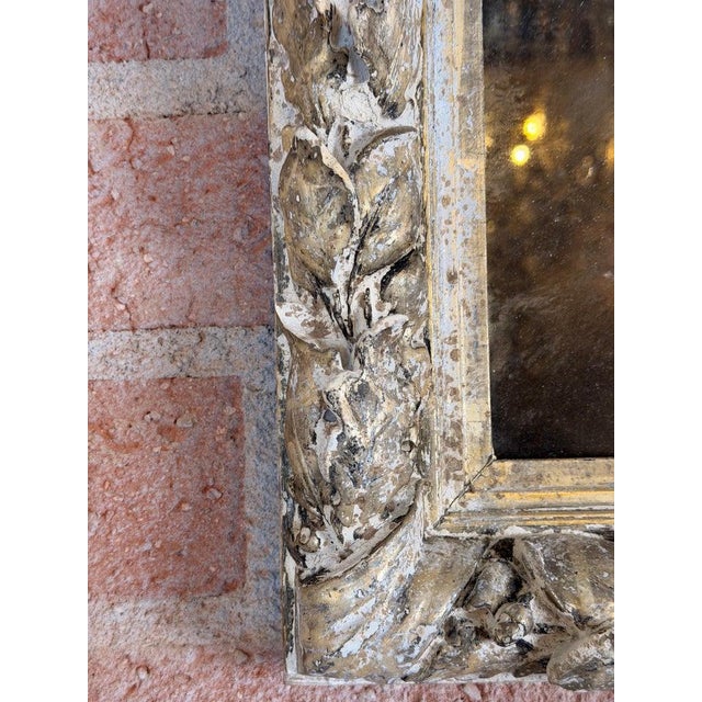 19th Century 19th Century French Rococo Silvered Wood Mirror With Original Mercury Glass For Sale - Image 5 of 9