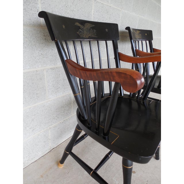 Nichols & Stone Federal Eagle Stenciled Windsor Style Arm Chairs a