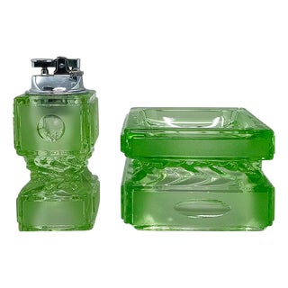 Vintage Italian Green Smoking Set by Antonio Imperatore, 1970s, Set of 2 For Sale