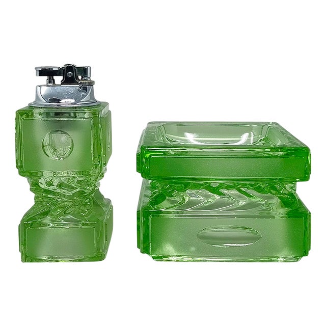 Vintage Italian Green Smoking Set by Antonio Imperatore, 1970s, Set of 2 For Sale