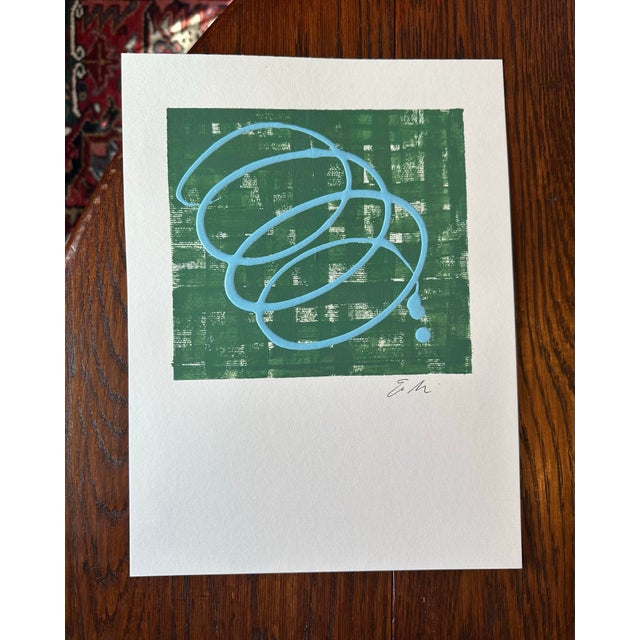 Abstract Erin Simon Original “Imperfection” (In Green With Blue) Abstract Acrylic Painting For Sale - Image 3 of 8