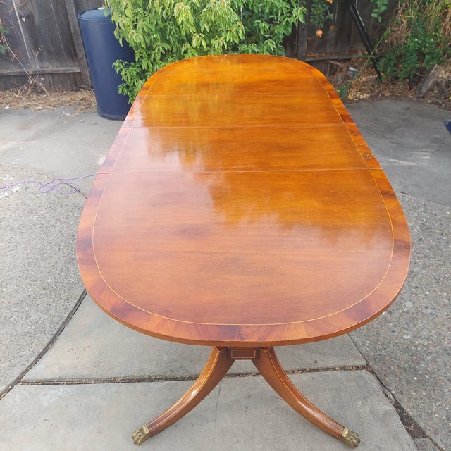 Vintage Duncan Phyfe Style Mahogany Double Pedestal Dining Table - Model 4903 For Sale In San Francisco - Image 6 of 9