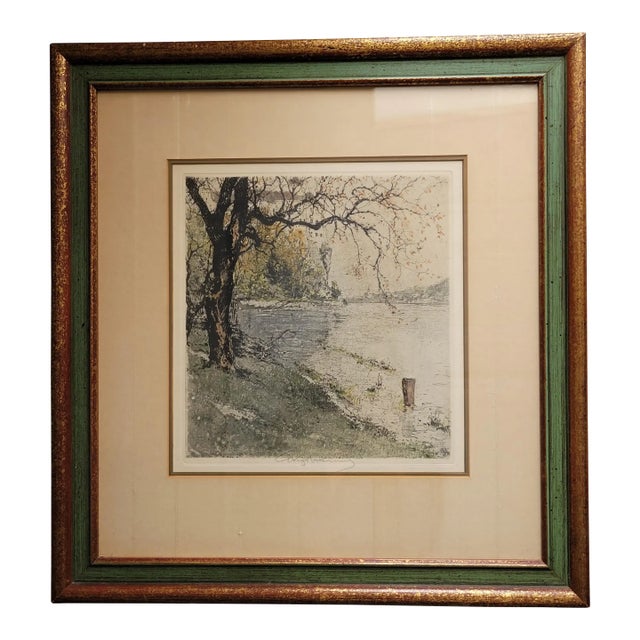 Etching of Persenberg Castle (Austria) by Luigi Kasimir (1881-1962) For Sale