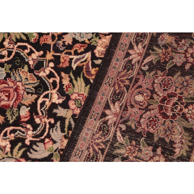 Textile Intricate Floral Pak-Persian Black/Red Wool Rug - 6'1'' X 9'4'' For Sale - Image 7 of 9