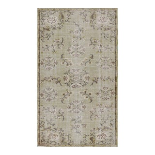 Vintage Zeki Muren Rug in Green With Floral Patterns For Sale