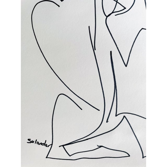 2020s Post-Modern Figurative Drawing by Erik Sulander in Ink on Paper, Signed, Framed. For Sale - Image 5 of 6