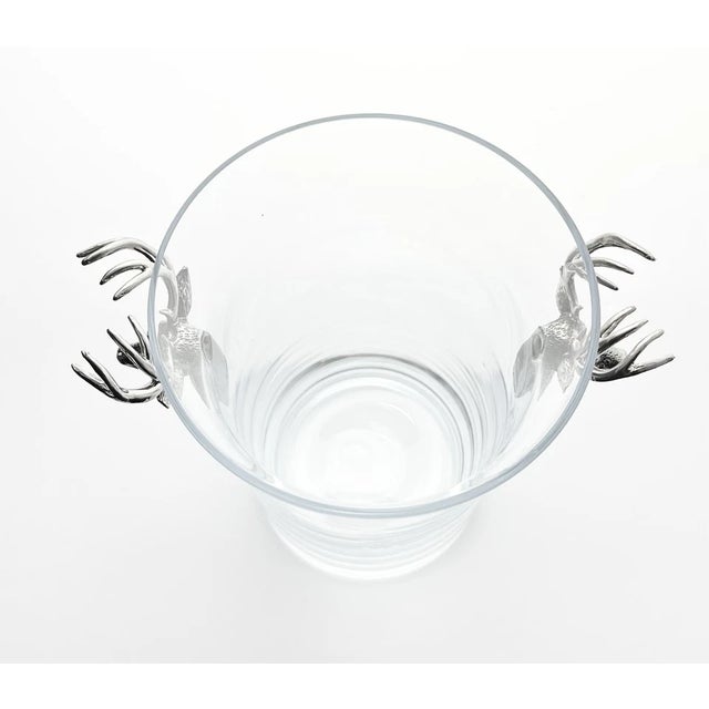 Contemporary Vagabond House Antler Deer Head Stag Pewter & Glass Ice Champagne Bucket For Sale - Image 3 of 8