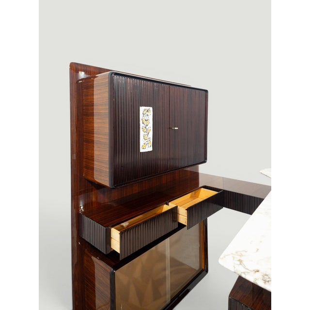 Mid-Century Italian Bar Cabinet with Stools attributed to Osvaldo Borsani, Set of 3 For Sale - Image 15 of 18