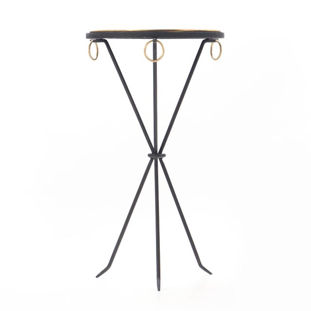 Contemporary A Gueridon Style Iron & Bronze Drinks Table in the Manner of Jean-Michel Frank. Contemporary. For Sale - Image 3 of 5