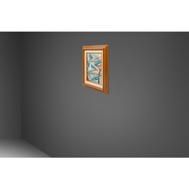 1980s Set of Two (2) Matching Framed / Signed Mid-Century Modern Geometric Abstraction Oil on Canvas Paintings by Fred Blassingham, Usa, C. 1980s For Sale - Image 5 of 17