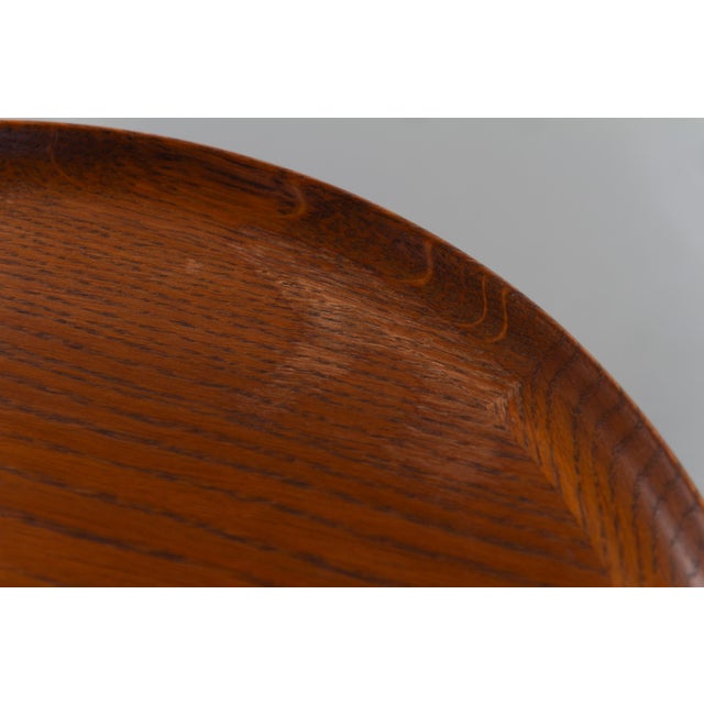 Danish Round Tripod Side Table in Stained Oak by Anton Kildeberg, 1960s For Sale - Image 12 of 17