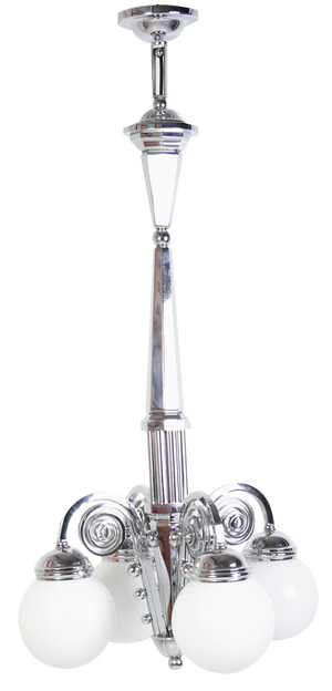 Cubist Chrome Chandelier, Czechoslovakia, 1920s