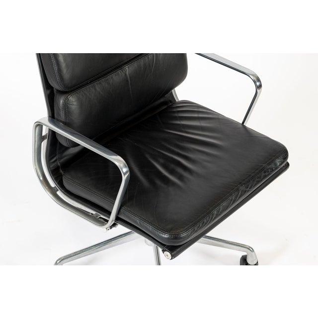 2001 Authentic Eames Herman Miller Tall Black Leather Desk Chair For Sale - Image 9 of 12