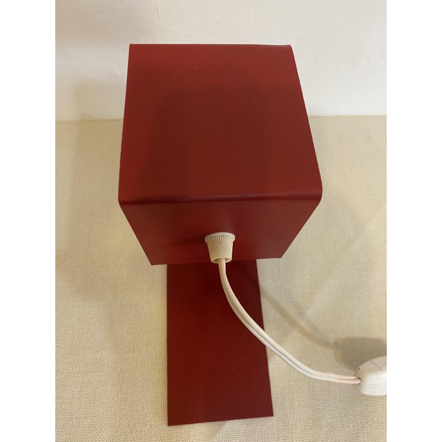 Mid-Century Modern Vintage Geometric Red Metal Table Lamp, 1970s For Sale - Image 3 of 15