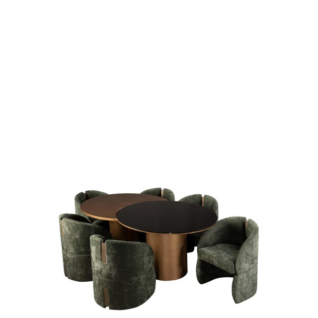 Modern 79 Inch Irregular Kaylee Dining Table Set with 8 Green Chairs For Sale - Image 4 of 5