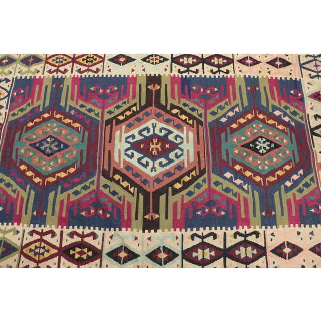 1960s Tribal Rainbow Geometric Hand Knotted Luxury Rug For Sale - Image 9 of 13