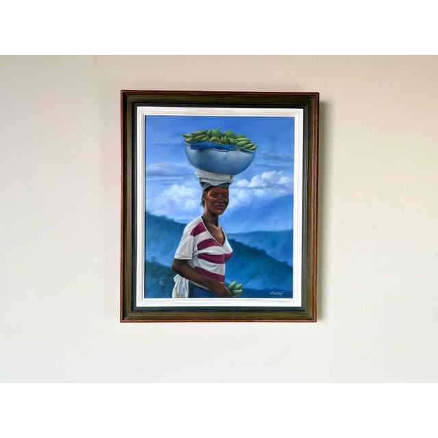 Lucson Guerrier Caribbean Woman With Fruit Bowl For Sale - Image 12 of 13