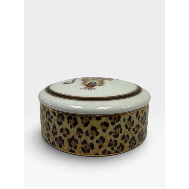 Vintage 1994 Lynn Chase "Amazonian Jaguar" Porcelain Trinket Box – 24k Gold Trim For Sale - Image 4 of 7