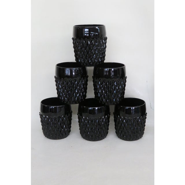 Mid-Century Modern Indiana Glass Tiara Cameo Black Diamond Point Ice Bucket and 6 Tumbler Set 4381b For Sale - Image 3 of 10