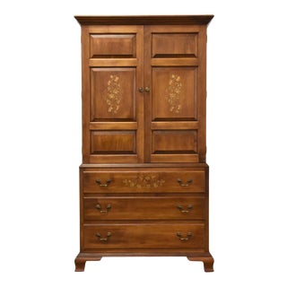 Hitchcock Solid Maple Stenciled Armoire Dresser For Sale