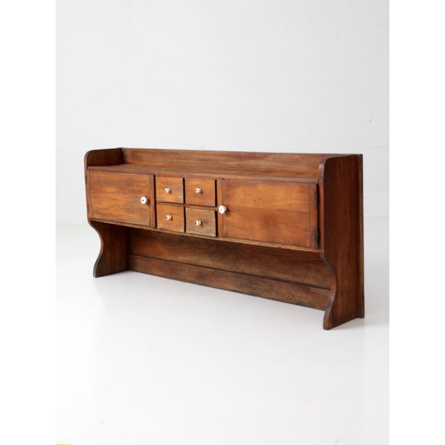 Wood Antique Primitive Tabletop Cabinet With Drawers and Cupboards For Sale - Image 7 of 17