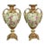 Pair Antique Rudolstadt Hand Painted and Gilt Porcelain Bolted Urns 1890s For Sale