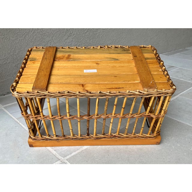 Circa 1980 Chic Jackfruit Wood & Rattan Catchall / Storage “Crate” Basket, Indonesia For Sale - Image 4 of 13