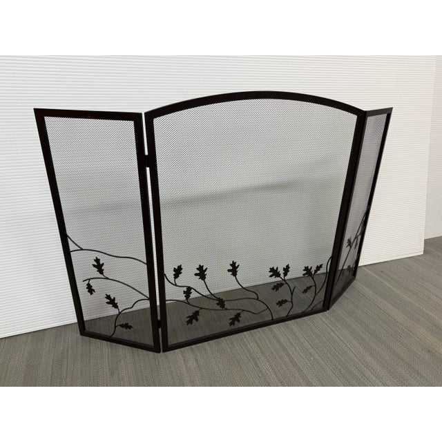Rustic Decorative Fireplace Screen With Leaves For Sale - Image 3 of 12