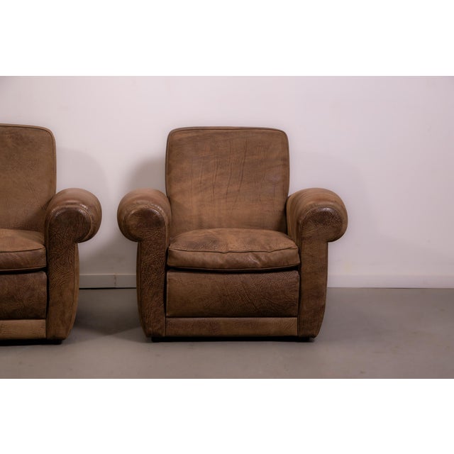 Mickey Chairs in Nabuk Camel Leather by Baxter, 1998, Set of 2 For Sale - Image 10 of 14