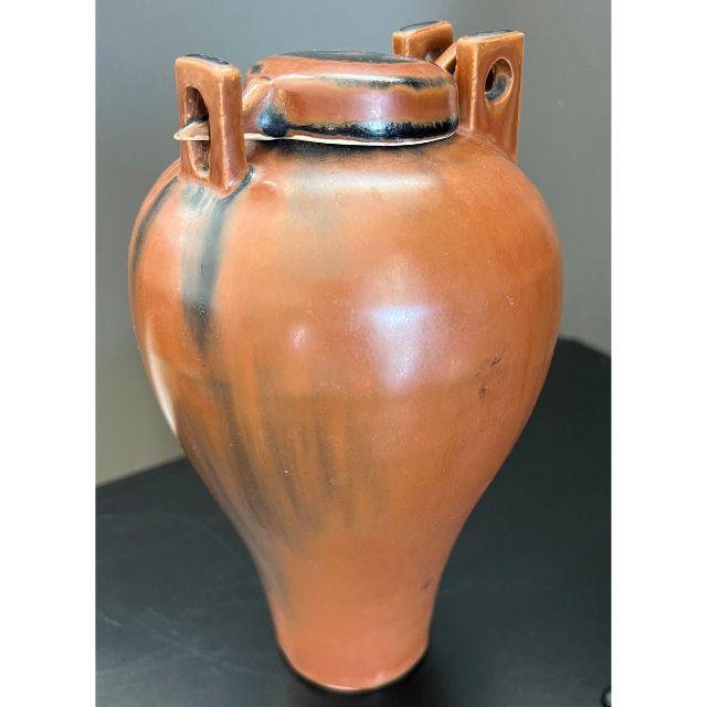 Chestnut Mid-Century Hand-Crafted Pottery Jug/Urn With Lid For Sale - Image 8 of 12