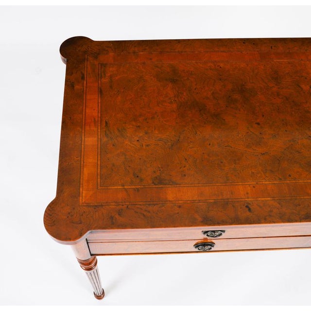 Vintage English Bur Walnut Console Table, 1950s For Sale - Image 3 of 18