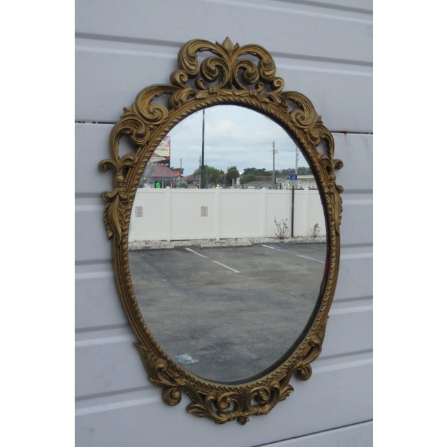 French Carved Painted Gold Wall Dresser Bathroom Vanity Mirror For Sale - Image 10 of 10