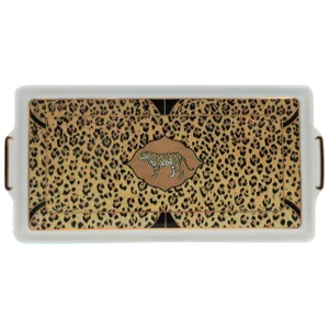 Porcelain Tray Animal Jaguar Cat by Designer Lynn Chase, 1990s