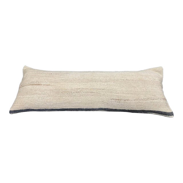 Turkish Hemp Pillow Cushion Natural Beige Black Cushion Cover 14x40 For Sale