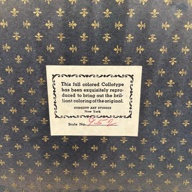 Mid 20th Century French Framed Collotype Print Romantic Courting Couple by Sungott Art Studios New York For Sale - Image 12 of 12