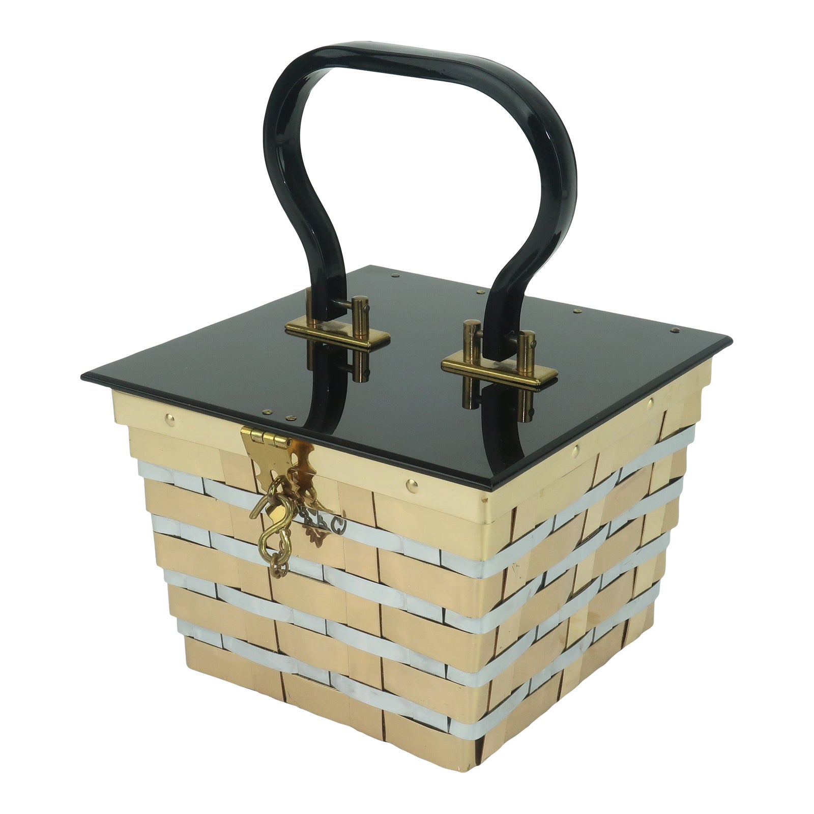 Dorset Rex 1950's Silver & Gold Metal Basket Handbag Chairish