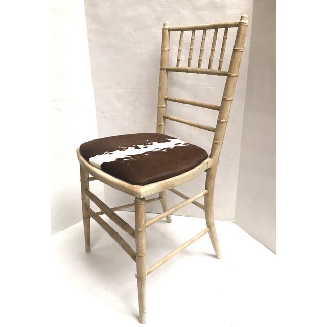 Faux Bamboo Painted Accent Chair with Cowhide Seat Chairish