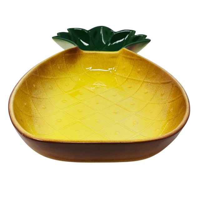Mid-Century Modern Vintage (1960's) Mid-Century Modern California Pottery Pineapple Chip & Dip Bowl S-24 For Sale - Image 3 of 10